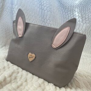 Betsey Johnson Bunny Ear Wristlet Pouch Clutch – Gray Blush – Valentine’s Easter